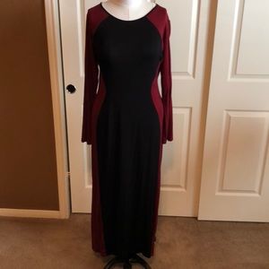 Club L burgundy and black maxi dress
